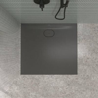 Villeroy & Boch Ecora douchebak - 100x90x3.5cm - afvoer lange zijde - anthracite (antraciet)