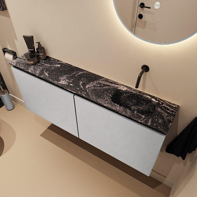 MONDIAZ TURE-DLUX Meuble de toilette 120 cm Plata. Lavabo EDEN Lava position droite. Sans trou de robinet.