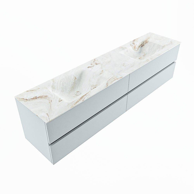MONDIAZ VICA-DLUX Badkamermeubelset - 200cm - onderkast clay - 4 lades - inbouw wastafel cloud dubbel - zonder kraangaten - 60cm hoge versie - frape