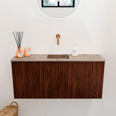 Mondiaz JOYA-DLUX 90cm toiletmeubel - kleur Ruby - Wastafel FAYE positie Midden Zonder kraangat kleur Arena.