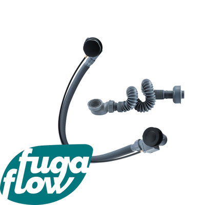 Fugaflow Eccelente Sobrado évacuation de baignoire surélevée - commande rotative avec fonction de remplissage - évacuation de baignoire prolongée - noir mat