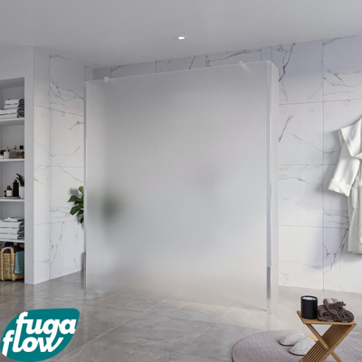 FugaFlow Eccelente Vetro Vrijstaande inloopdouche badkamer - 180x200cm - Glas mat - antikalk - 8mm veiligheidsglas - 2 zijwanden 30cm - met wandarmen en hoekprofielen - Chroom -