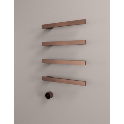 Hotbath &MORE Handdoekradiator - 50x76cm - vierkant - 4 stangen - horizontaal - met schakelaar - geborsteld koper PVD