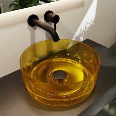 Mondiaz Jewel Waskom - 40x15x40 - antibacterieel - transparant - gold