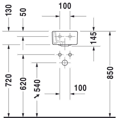 Duravit Vero lave-mains 25x45cm avec trou de robinet et trop-plein avec WonderGliss blanc