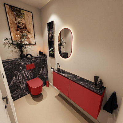 MONDIAZ TURE-DLUX 120cm toiletmeubel Fire. EDEN wastafel Lava positie links. Met 1 kraangat.