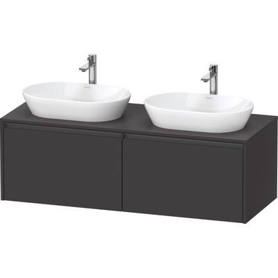 Duravit Ketho.2 Wastafelonderbouwkast - inclusief consoleplaat - met 2 laden - voor dubbele waskommen - 140x55x45.9cm - met handgrepen antraciet - grafiet supermat