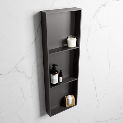 Mondiaz Easy niche 29,5x89,5x8cm - encastrable/sur meuble - 3 compartiments ouverts - Solid Surface - Gris foncé