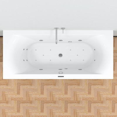 Riho Easypool 3.1 Lima baignoire balnéo droite 170x75cm hydro 6+4+2 aéro 10 couleur haut-parleur commande tactile incl. pieds et bonde blanc