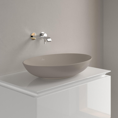 Villeroy & Boch Loop & Friends opzetwastafel - 62x42cm - zonder kraangat - met overloop CeramicPlus - mat almond (beige)