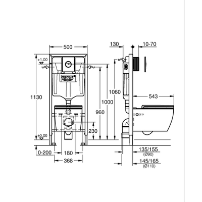 Grohe Solido Start Round toiletset diepspoel - rimless - Grohe Solido inbouwreservoir - softclose toiletzitting - bedieningsplaat chroom