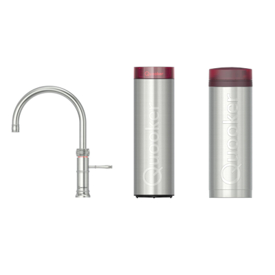 Quooker Classic Fusion Round kokendwaterkraan - draaibare uitloop - PRO3 incl. Cube reservoir - Warm / kokend / bruisend / gefilterd water - RVS