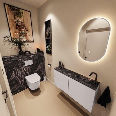MONDIAZ TURE-DLUX 100cm toiletmeubel Cale. EDEN wastafel Lava positie rechts. Met 1 kraangat.