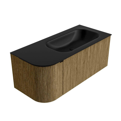 Mondiaz KURVE Badkamermeubelset - 105x46x40cm - 1 lade - 1 deur - wastafel solid surface - rechts - 1 kraangat - Dusk
