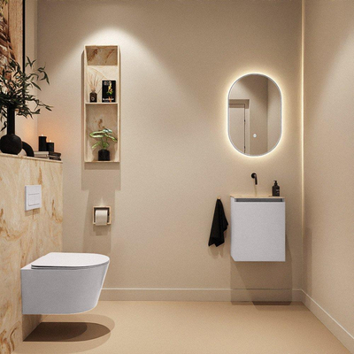 MONDIAZ TURE-DLUX Meuble WC 40 cm Cale. EDEN lavabo Frappe position milieu. Sans trou de robinet.