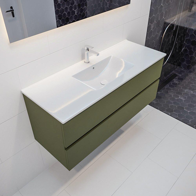 Mondiaz VICA ensemble de meuble de salle de bain - 120cm - meuble sous-vasque armée - 2 tiroirs - lavabo denia milieu - 1 trou de robinet - version XL 60cm haut