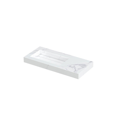 INK Pitch wastafel - 100x45x9cm - 1 wasbak links - 0 kraangaten - drain keramiek Statuario glans