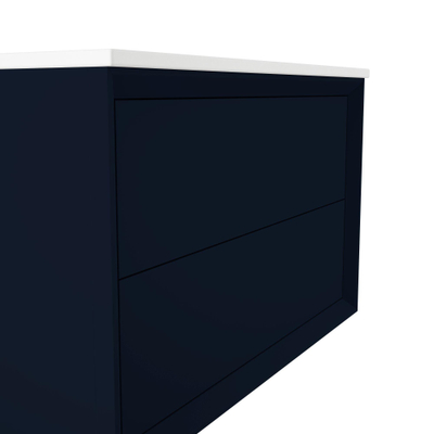Adema Prime Core Badkamermeubelset - 100x55x45cm - 1 wasbak keramiek - 2 kraangaten - mat marine blauw