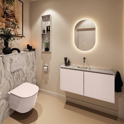 MONDIAZ TURE-DLUX 100cm toiletmeubel Rosee. EDEN wastafel Glace positie midden. Zonder kraangat.