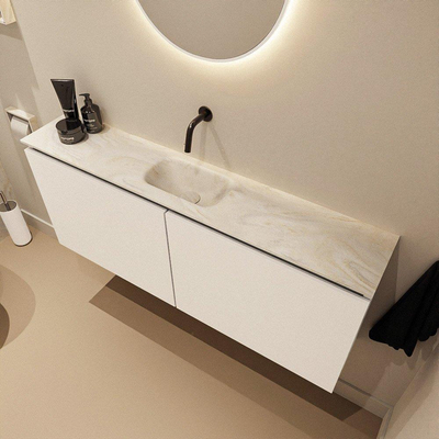 MONDIAZ TURE-DLUX 120cm meuble WC Talc. EDEN vasque Ostra position milieu. Sans trou de robinet.