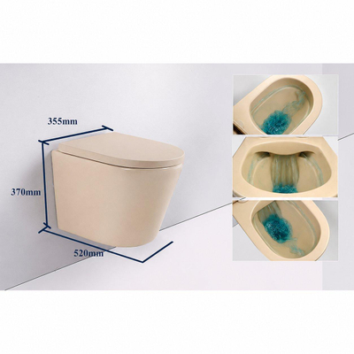 FugaFlow Eccelente Pietra Wandclosetset - 36.3x51.7cm - diepspoel - rimless - 35mm zitting - beige