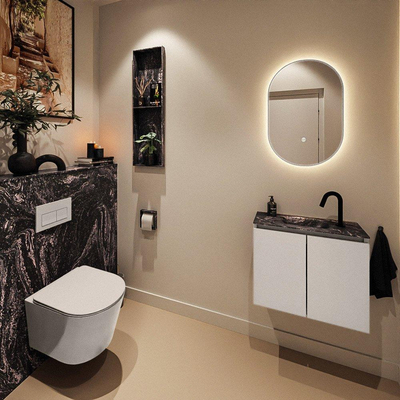 MONDIAZ TURE-DLUX 60cm toiletmeubel Linen. EDEN wastafel Lava positie midden. Met 1 kraangat.