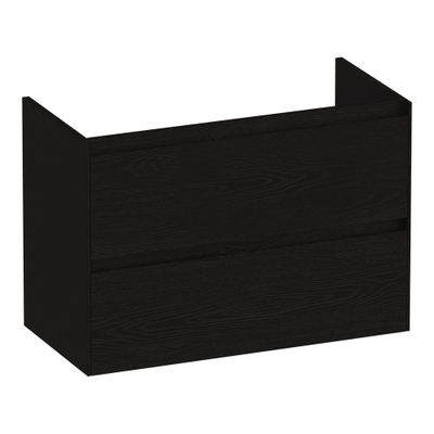 BRAUER Inspire wastafelonderkast ondiep 80 2 softclose lades - greeploos - 1 sifon uitsparing - Timber Black