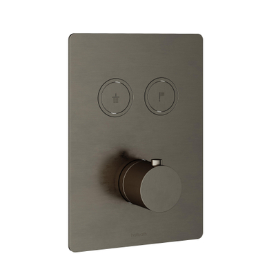 Hotbath Cobber Afbouwdeel inbouwthermostaat - met 2 pushbuttons - glans verouderd ijzer (zwart)
