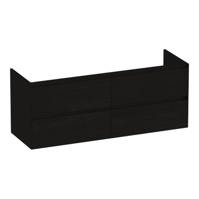 BRAUER Inspire wastafelonderkast 140 4 softclose lades - greeploos - 2 sifon uitsparingen - Timber Black