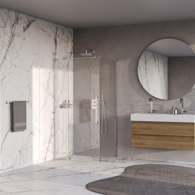 BRAUER Coral Lavabo pour meuble 198.6x45.7x10.5cm sans trop-plein 2 vasques Gauche et droite sans trou de robinet Composite Nero Marquina