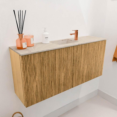 Mondiaz JOYA-DLUX 90cm toiletmeubel - kleur Oak - Wastafel FAYE positie Midden 1 kraangat kleur Frappe.