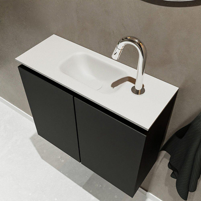 Mondiaz TURE Meuble lave-mains 60x23x50cm 1 trou de robinet 2 portes Urban mat Lavabo Eden Centre Solid Surface Blanc