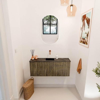 Mondiaz JOYA-DLUX 100cm toiletmeubel - kleur Dusk - Wastafel FAYE positie Midden Zonder kraangat kleur Lava.