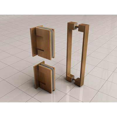 Wiesbaden Less scharnierset en greep voor profielloze nisdeur geborsteld brons koper