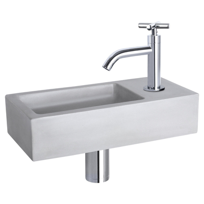 Differnz Ravo pack lave-mains – 38,5 x 18,5 x 9 cm – béton gris clair – robinet courbé chromé à croisillon