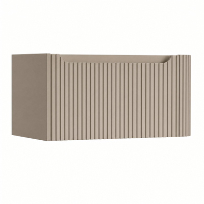 H&R Badmeubelen Juice Wastafelonderkast - 80x45x40cm - rechterhoek afgerond - 3D-front - 1 lade - geïntegreerde greep - olive