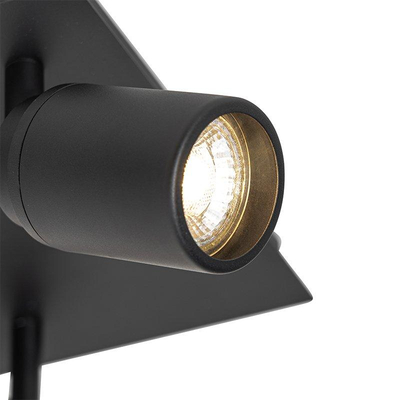 QAZQA Ducha plafonnier de salle de bains - 23x23cm - 3 spots - IP44 - carré - noir mat