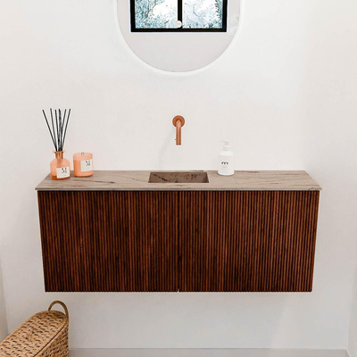 Mondiaz JOYA-DLUX 100cm meuble de toilette - couleur Ruby - Vasque FAYE position Milieu Sans trou de robinet couleur Arena