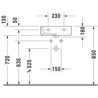 Duravit Vero lavabo dessous meulé 45x35cm avec trou de robinet et trop-plein Wondergliss blanc