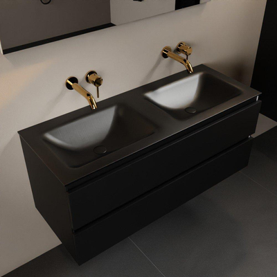 Mondiaz AIVY Ensemble de meuble - 120x45x50cm - 0 trous de robinet - 2 vasques Urban Solid surface - Gauche et droite - 2 tiroirs - avec miroir - MDF Urban