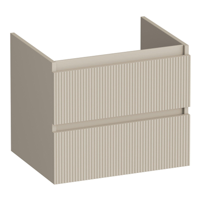 BRAUER Joy Wavy meuble sous-lavabo 60 2 tiroirs softclose - sans poignée - 1 découpe pour siphon - beige mat