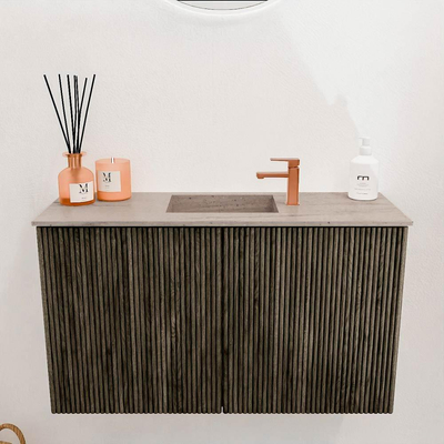 Mondiaz JOYA-DLUX Meuble de salle de bains 70cm - couleur Shadow - Vasque FAYE position Milieu 1 trou de robinet couleur Saba.