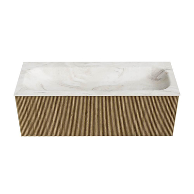 Mondiaz KURVE-DLUX Badkamermeubelset - 120x46x40cm - 1 lade - wastafel solid surface - midden - 2 kraangaten - Dusk