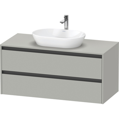 Duravit Ketho.2 Wastafelonderbouwkast - inclusief consoleplaat - met 2 laden - 120x55x56.8cm - met handgrepen antraciet - betongrijs mat
