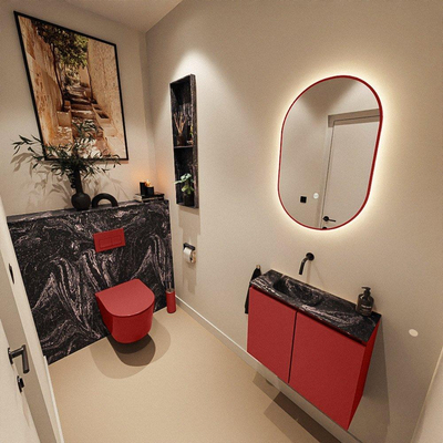 MONDIAZ TURE-DLUX 60cm toiletmeubel Fire. EDEN wastafel Lava positie links. Zonder kraangat.