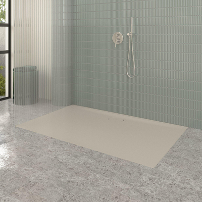 Villeroy & Boch Ecora douchebak - 160x100x3.5cm - afvoer lange zijde - almond (beige)