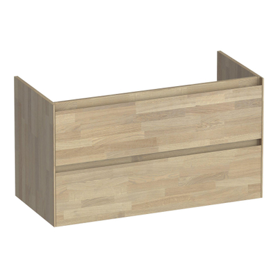 BRAUER Inspire meuble sous-lavabo 100 2 tiroirs softclose - sans poignées - 1 découpe pour siphon - chêne massif - chêne abouté gris