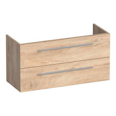 BRAUER Trust meuble sous-lavabo peu profond 100 sans poignées rapportées 2 tiroirs softclose et 1 découpe pour siphon - Forest Wheat