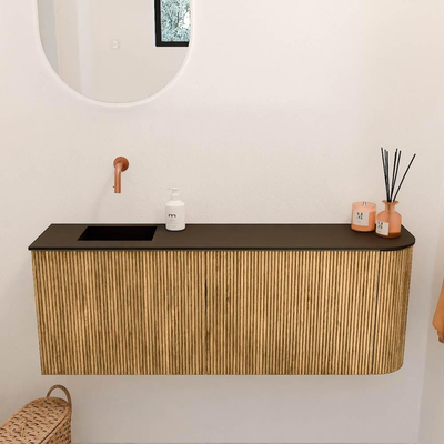 Mondiaz JOYA 111.6cm toiletmeubel - ronding rechts kleur Oak - Wastafel FAYE positie Links Zonder kraangat kleur Urban.