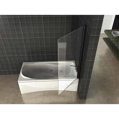 Wiesbaden Orbit Badwand draaibaar - 80x150cm - 6mm - nano helder glas - mat zwart